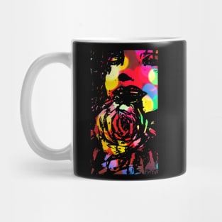 woman with rose bokeh design Mug